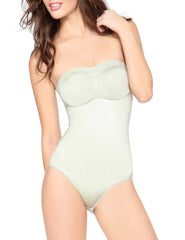 Strapless underwire bodyshaper with molded seat, removable cups